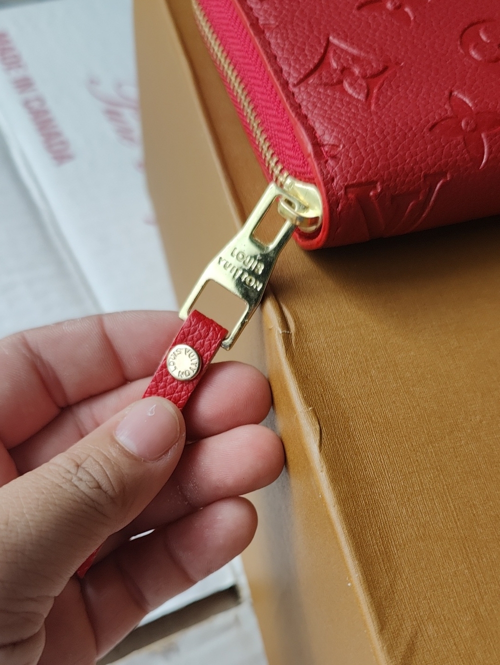 Source Unknown Red Embossed Monogram Zip Wallet - Picture 4 of 6